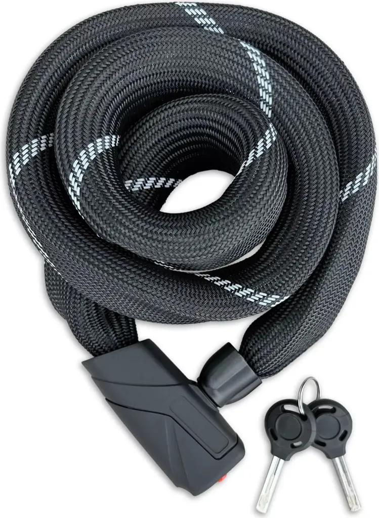 Antivol à chaîne Lynx Bronx 110 cm en acier noir avec système auto-clic