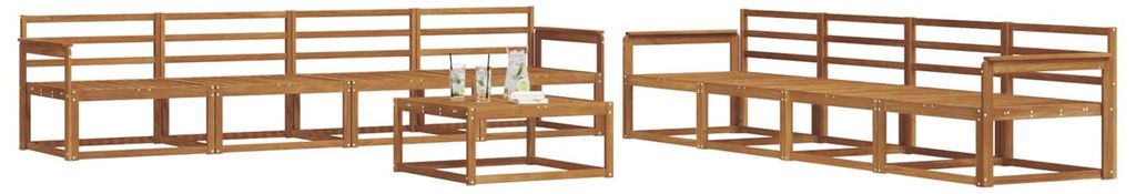 Best Möbel Outdoor-Sofagarnitur Moderne - HOMMIE - Gartenlounge Set/Outdoor Sofa - 9 pcs Natur Massivholz Akazie - Gartensofas designMöbel72527