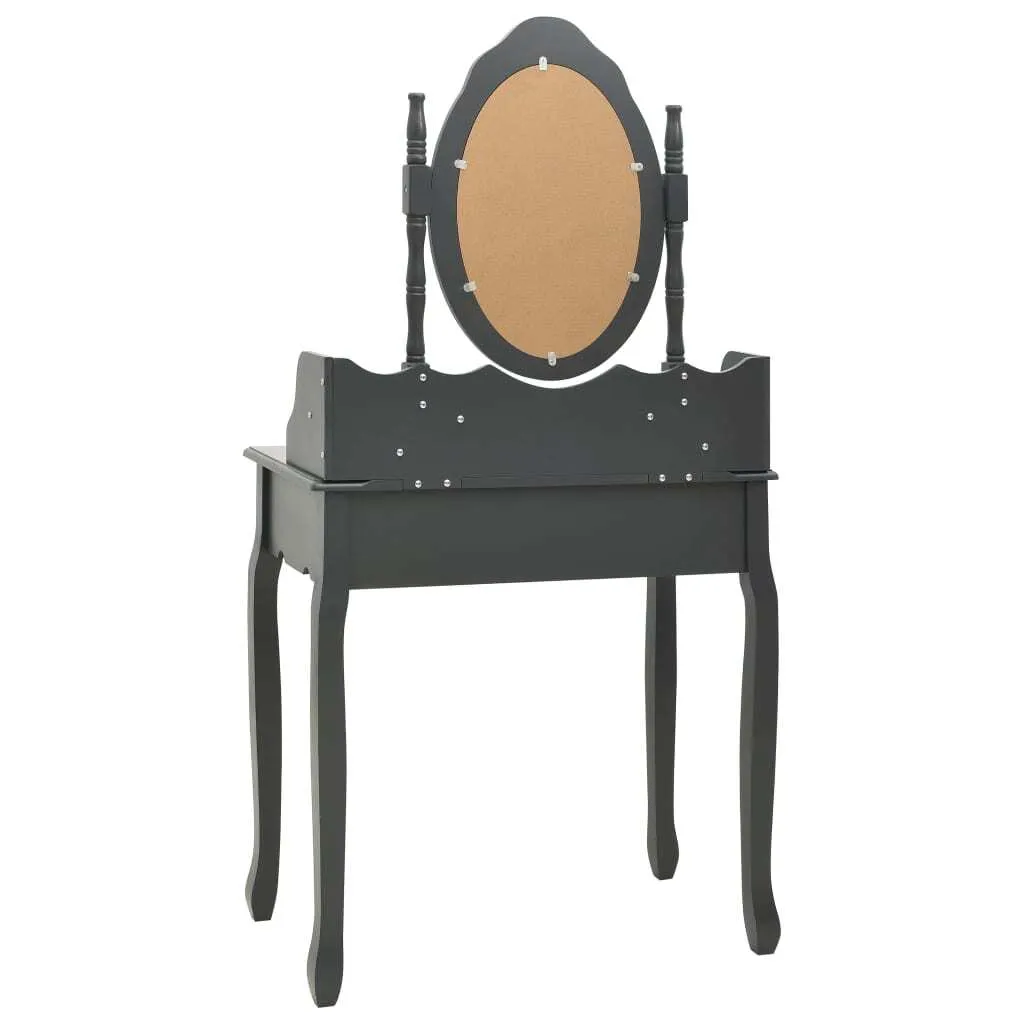 Table de Maquillage Grise avec Siège Confortable pour Routine Beauté - 4