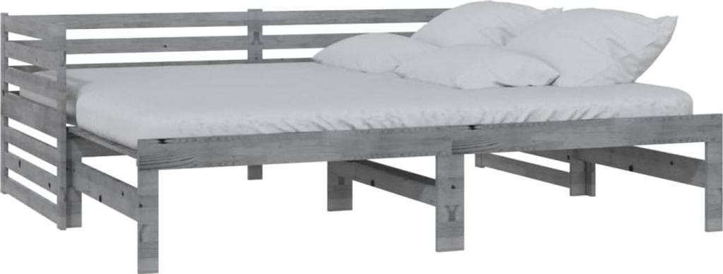 vidaXL Rozťahovacia posteľ sivá Borovicový masív 2x(90x200) Obrázok produktu 