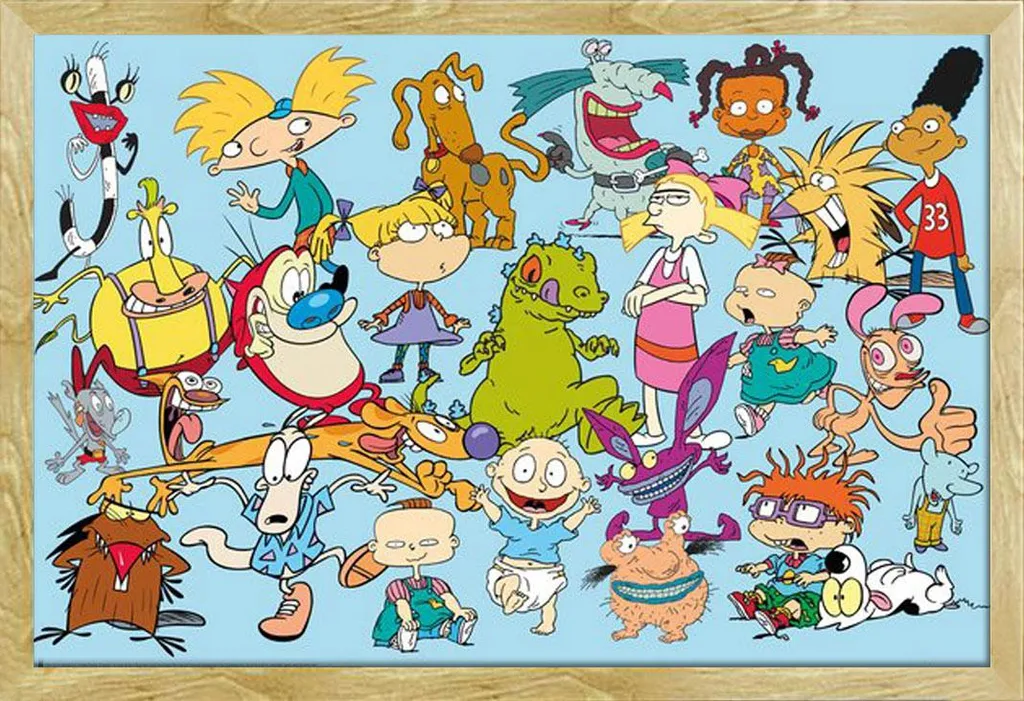 Poster Nickelodeon Characters Cadre Interchangeable Shinsuke MDF Hêtre