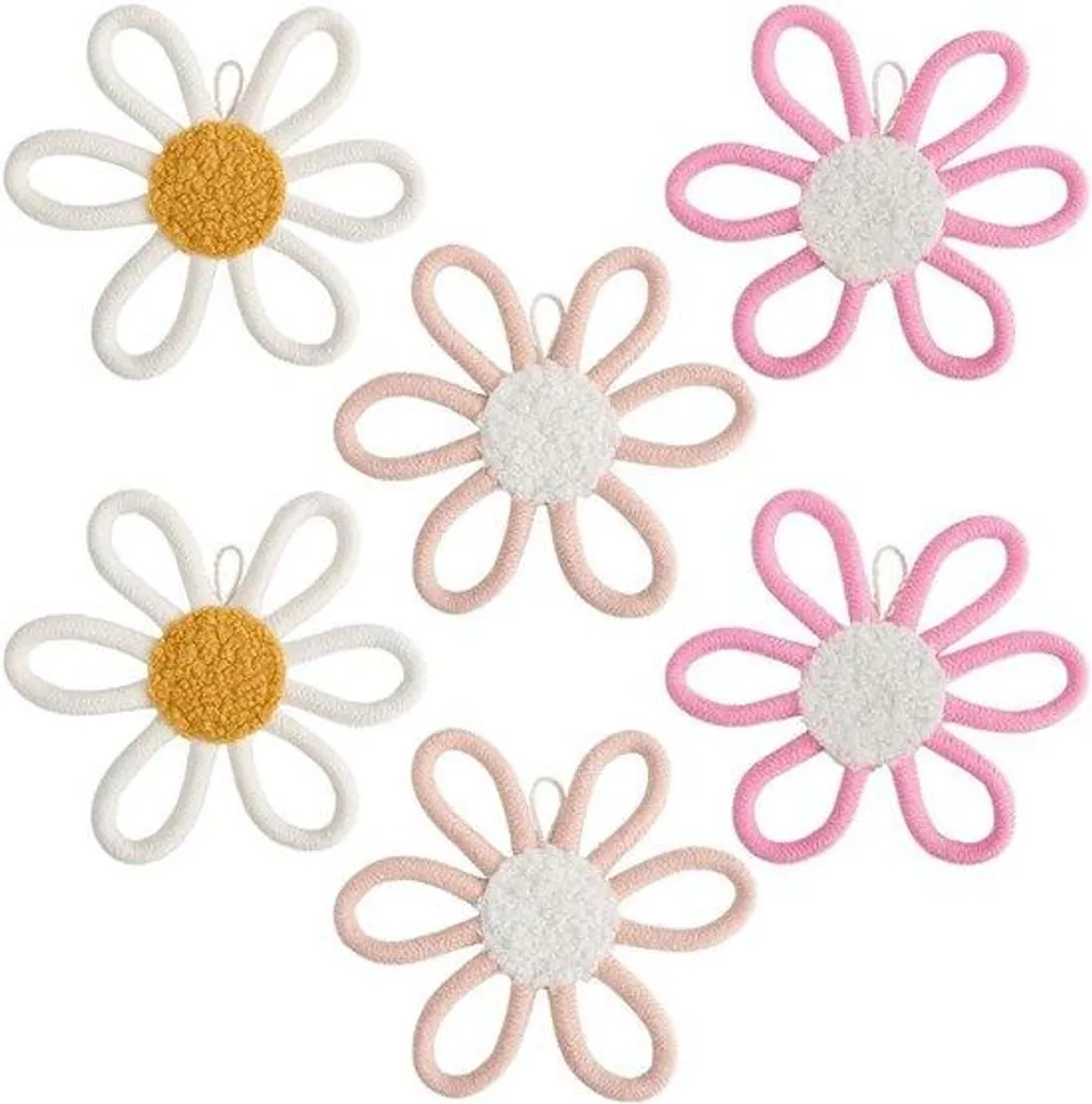 Décoration murale fleurie en macramé : solution déco bohème kit 6 pièces