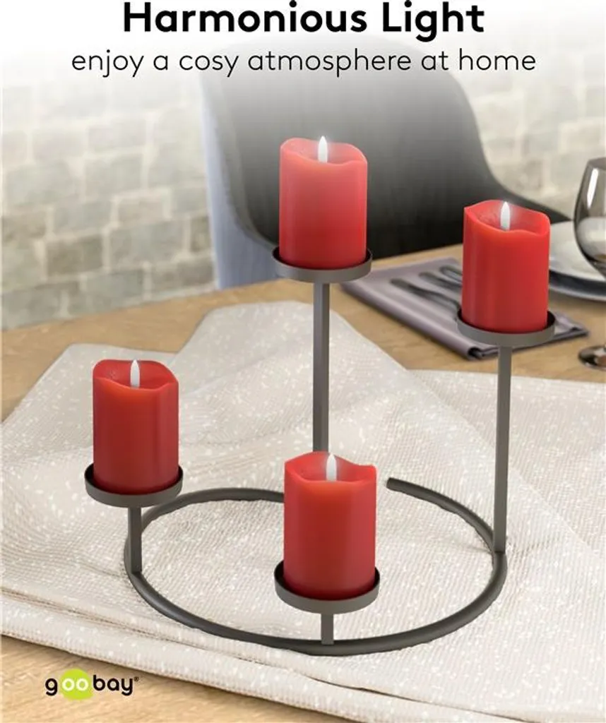 Goobay 77749 Set 4 Candele LED Cera Rossa con Timer e Stoppino 3D - 15