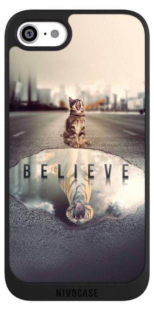 NIVOCASE Handyhülle für Apple iPhone SE (2020) Hülle NIVOpure Case Schwarz Motivation Tiere Tiger