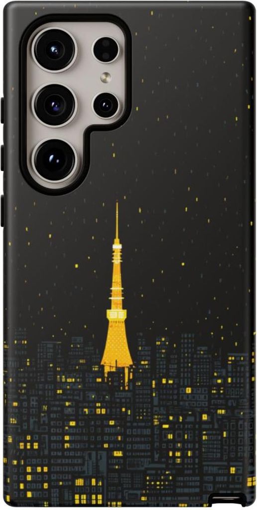 Leuchtender Turm in nächtlicher Skyline – Hülle Kompatibel mit Galaxy S24 Ultra