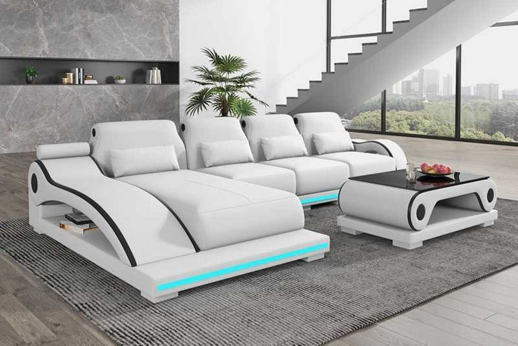 Luxus Ledersofa Ecksofa L Form Liege Weiß Sofa Moderne Couch