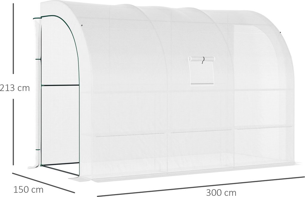 Serra Da Giardino Outsunny 300x150x213 Cm - Con Finestra E Ripiani, Per Pomodori, Ortaggi, Fiori