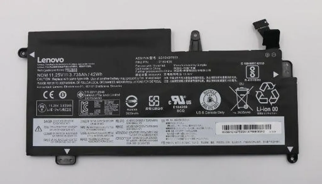 Batterie pour Thinkpad 13 2nd Gen 20J1 20J2 - Autonomie 42Wh 01AV435