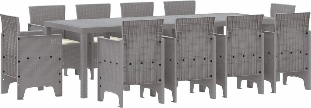 Garten Essgruppe 11 pcs Hellgrau Polypropylen