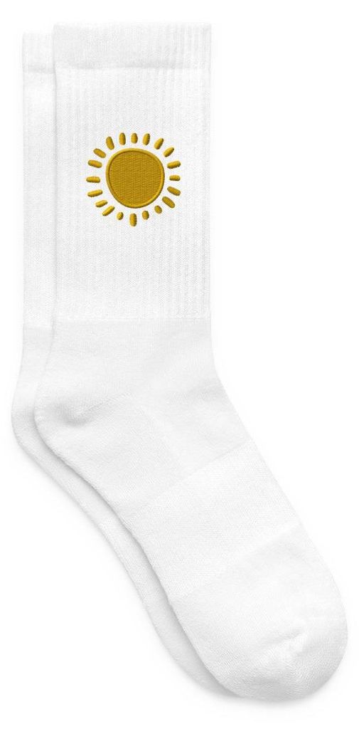 Spreadshirt Sonne In Stickoptik Für Gute Laune Und Sommerfeeling Tennissocken, 42-46, Weiß