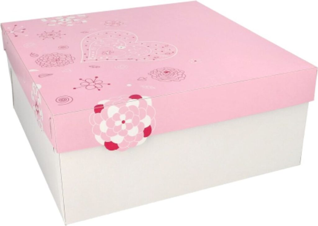Papstar 85806, Kuchenbehälter, Quadratisch, Pink, Weiß, Produktbild 