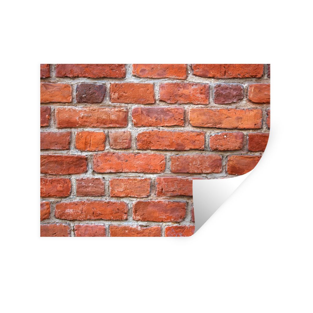 MuchoWow Wandtattoo Wandsticker Wandaufkleber Wand - Backstein - Rot 80x60 cm Selbstklebend und Repositionierbar - Faltenfrei