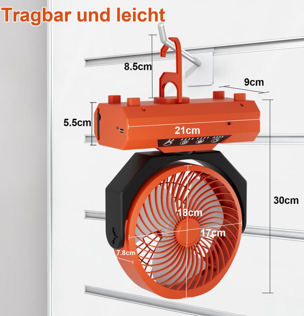 Civikyle 1-Stück Solar Camping Ventilator mit Campinglampe USB