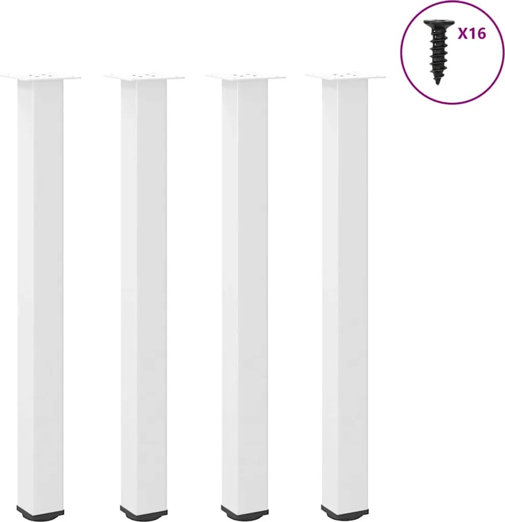 Gambe per Tavolo da Bar 90 cm Acciaio Bianco - Set 4 Pezzi Regolabili