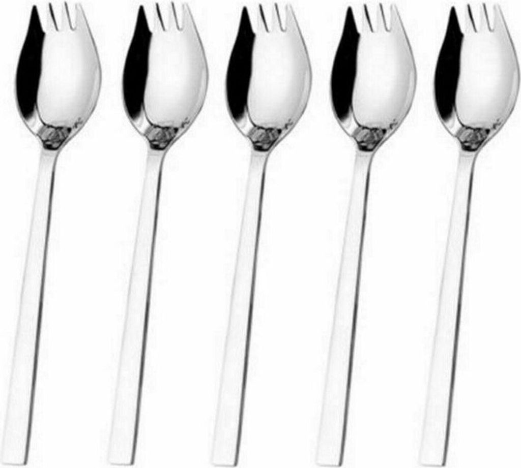 5x Edelstahl Göffel Camping Besteck Outdoor 2in1 Gabel Löffel Nudel Löffel Gabel