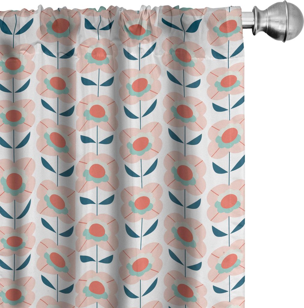 ABAKUHAUS 1970 Vorhänge, Gardinen, Pastellfarbig Blumen im Retro skandinavischen Stil Frühlings-Blüten in Pale Pink Tones, 2 Stück 75 x 175 cm,...