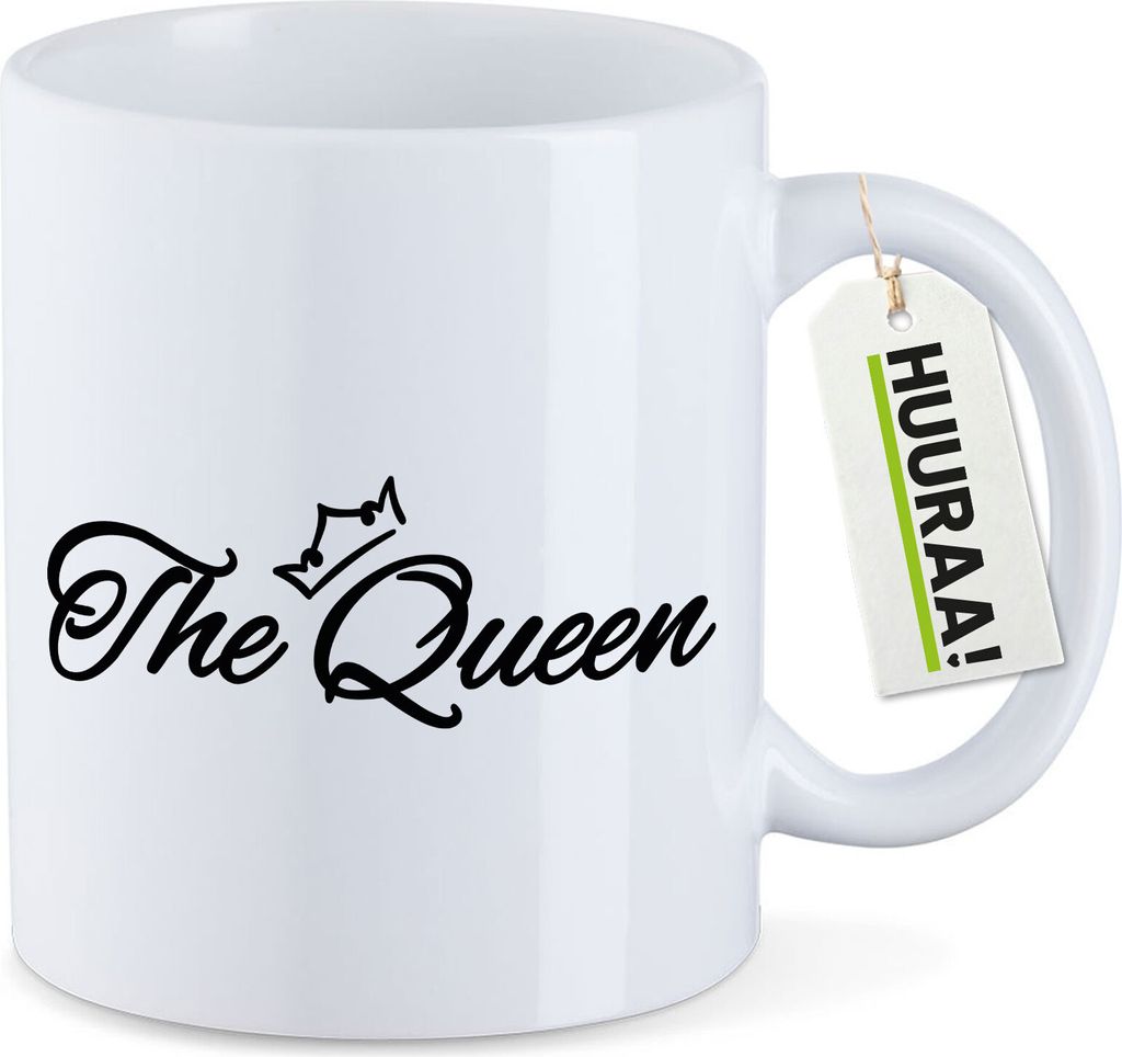 Huuraa Kaffeetasse The Queen Krone 330ml Weiß Keramik Kaffeebecher Geschenkidee