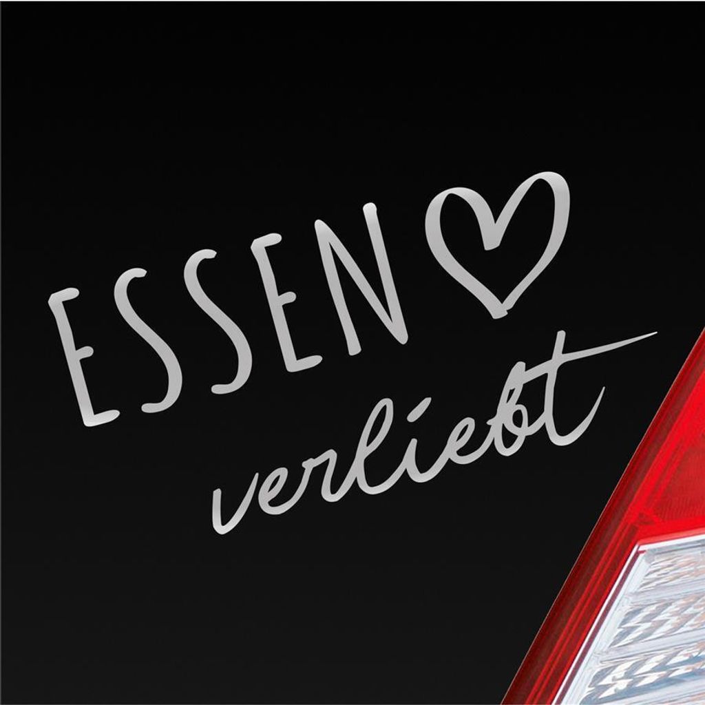 Auto Aufkleber Essen verliebt Herz Stadt Heimat Liebe Car 19x10 cm Silber Sticker Heckscheibenaufkleber