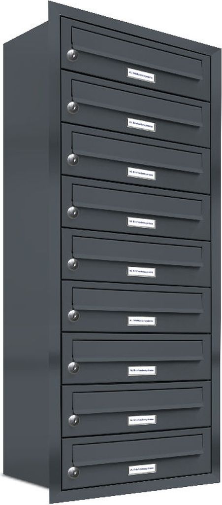 9er Briefkasten Anlage Unterputz Montage RAL 7016 Anthrazit