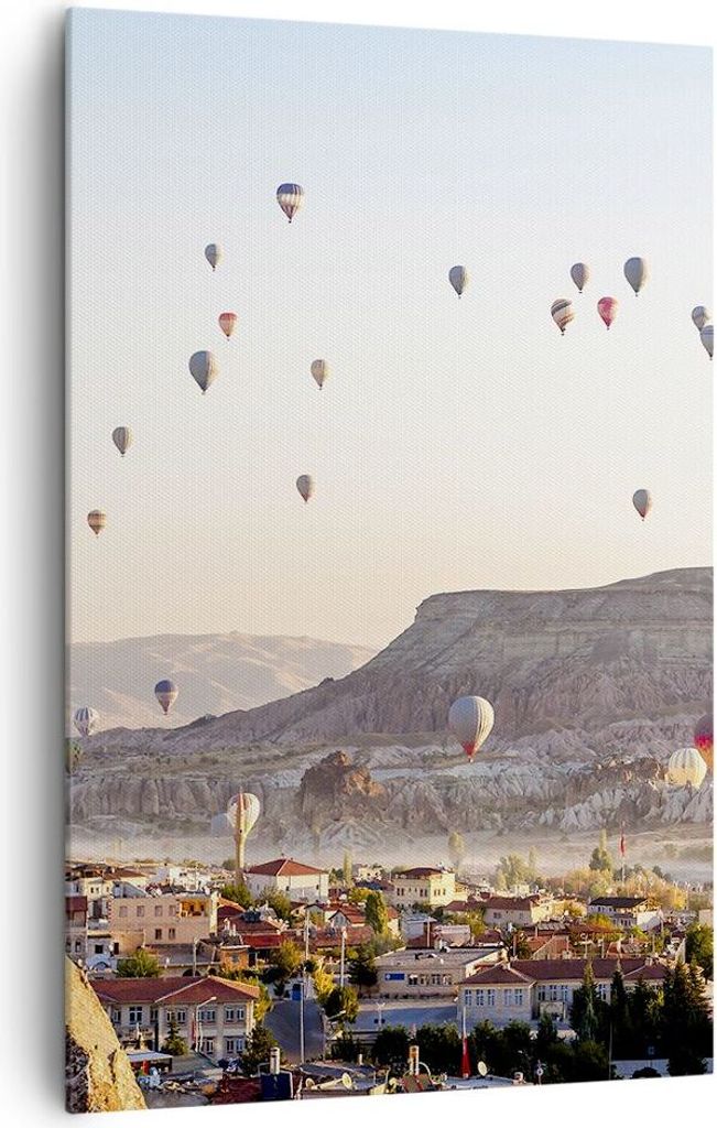 Bild auf Leinwand - Leinwandbild - Einteilig - Berge Ballon Flug - 80x120cm - Wand Bild - Wanddeko - Wandbilder - Leinwanddruck - Wanddekoration - ...