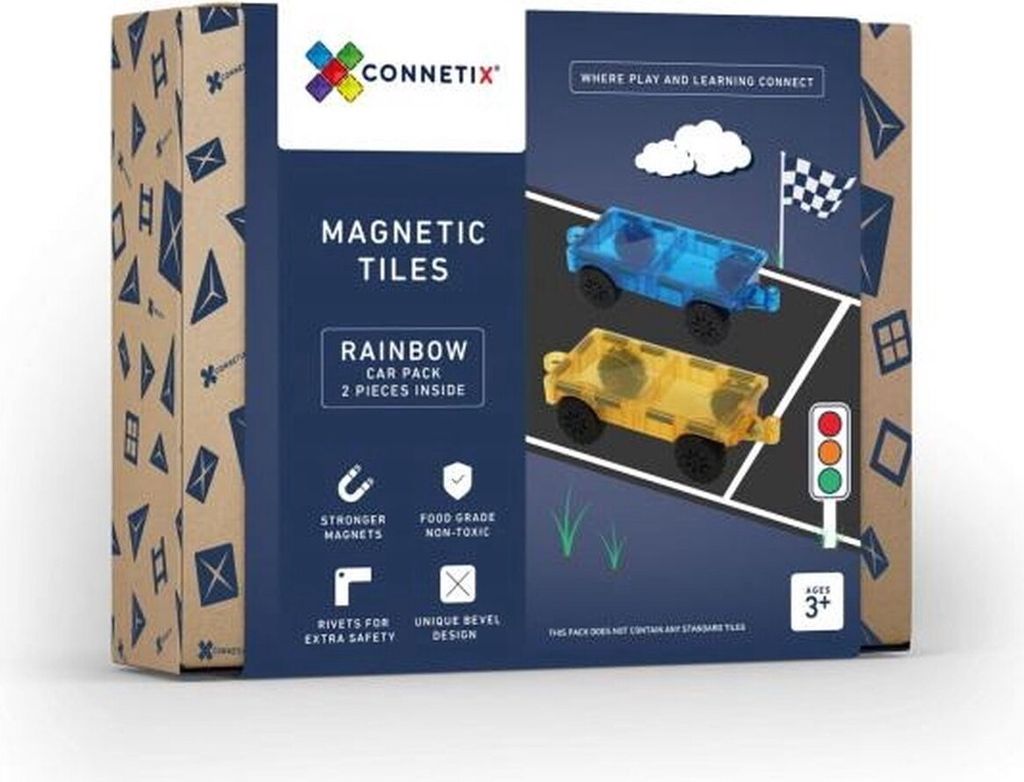 Connetix Magnetische Bausteine, Rainbow Car Pack, 2 Stück