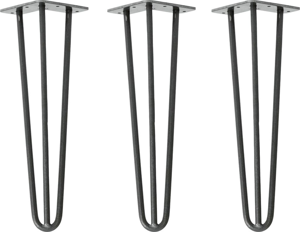 Natural Goods Berlin HAIRPIN Legs, Haarnadelbeine, Möbelfüße, Tischbeine, Industrial Anthrazit, 40 cm, 3 Streben, 3 Stück