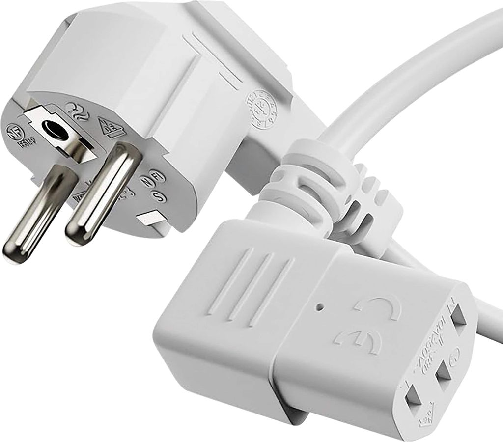 SONERO Netzkabel Schutzkontaktstecker, X-SKW-C13W-010W, 90°, weiß, 1m