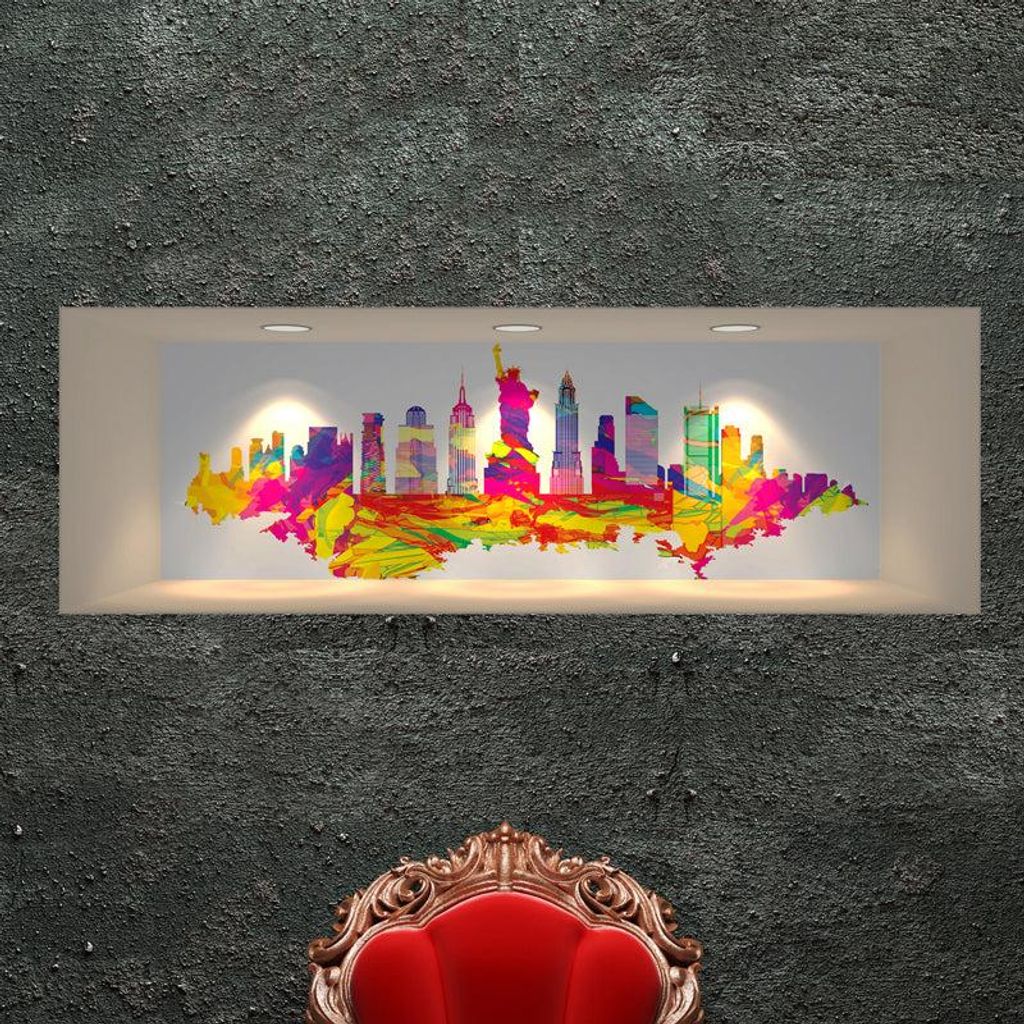 3D-Effekt-Aufkleber New York, mehrfarbiges Design, 40 x 120 cm