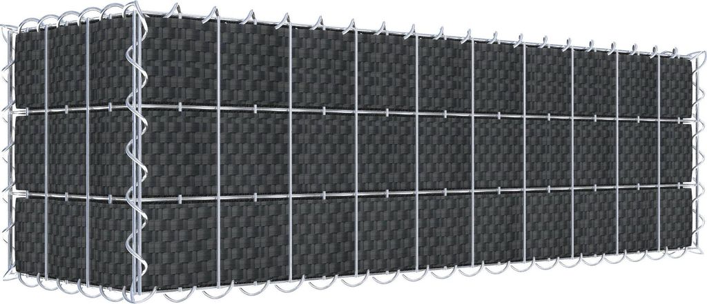 Begrünte Gabione mit Vlies & Sichtschutzstreifen 100 cm x 30 cm x 30 cm (L x H x T), Maschenweite 5 cm x 10 cm, Spirale