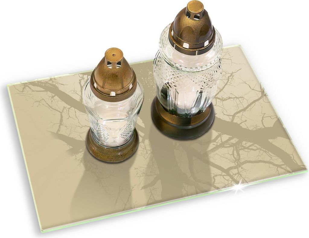 Glas Grabkerzen Untersetzer Motiv Gummifüße - 80x52 cm - Beige Farbe