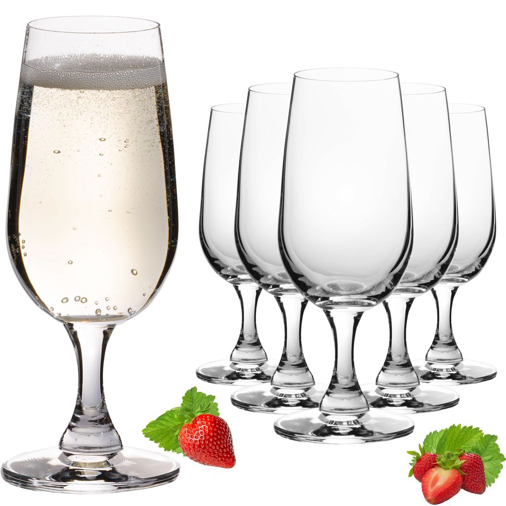 PLATINUX Sektkelche 180ml Serie "Berlin" Sektgläser aus Crystalline Glas Champagnergläser Set 6-Teilig Spülmaschinenfest