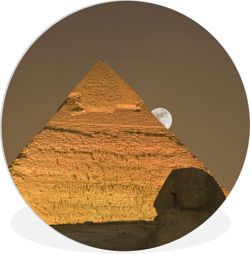 MuchoWow Rundes Wandbild - Runde Bilder Der Mond hinter den Pyramiden von Gizeh Ø 60 cm Kreis Wanddekoration Kunststoff - Wandkreis - Wandschmuc...