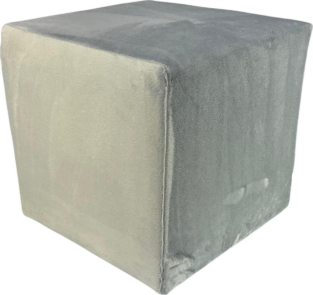 Velvet-Hocker MINKY 40x40 cm quadratisch – weicher Sitzhocker aus Samtstoff – Hellgrau