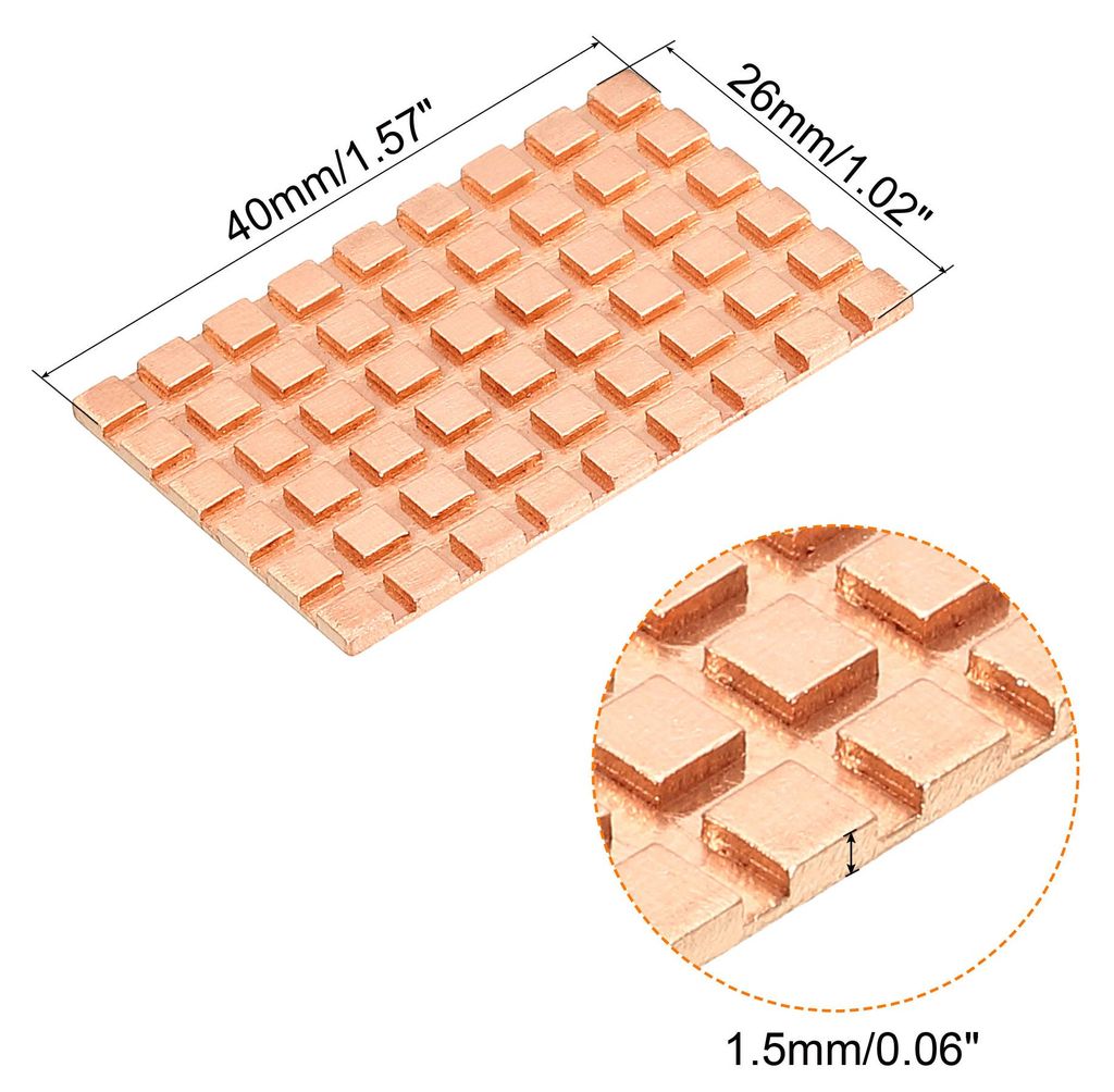 Kupfer Kš¹hlk?rper mit leitendem W?rmeleitpads fš¹r Solider SSD-Kš¹hler 40x26x1.5mm