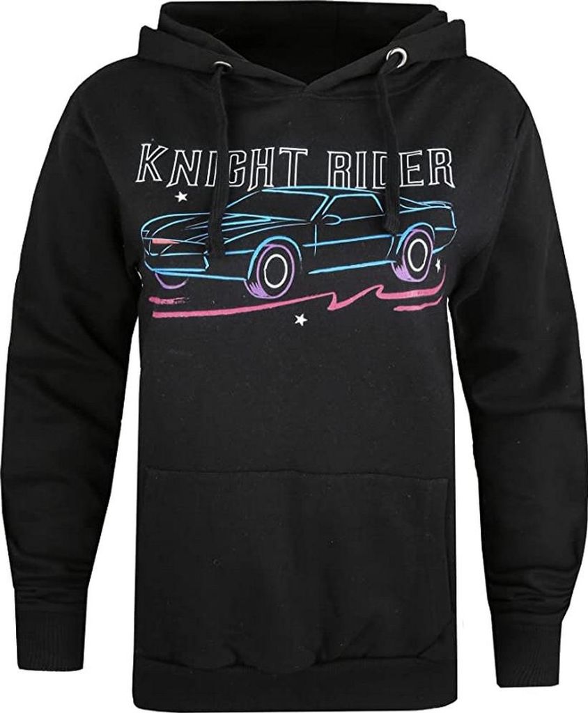 Knight Rider - Kapuzenpullover für Damen TV699 (S) (Schwarz/Weiß/Blau)