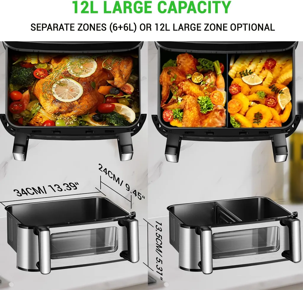 Airfryer 2000W avec Fenêtre de Visualisation et 8 Modes de Cuisson Rapide - 8