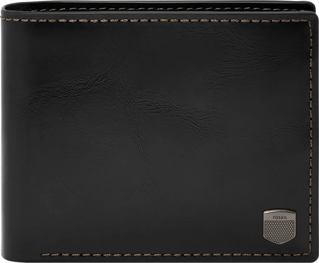 Portefeuille Cuir Noir Fossil Hayes - Format Bifold avec Poche à Monnaie