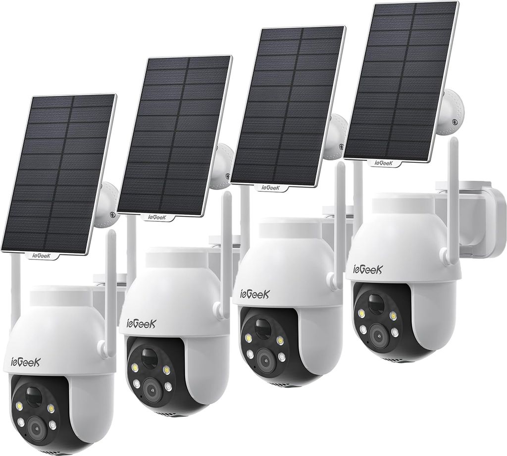 4 pièces 2K caméra de surveillance extérieure batterie, 360 Image du produit 