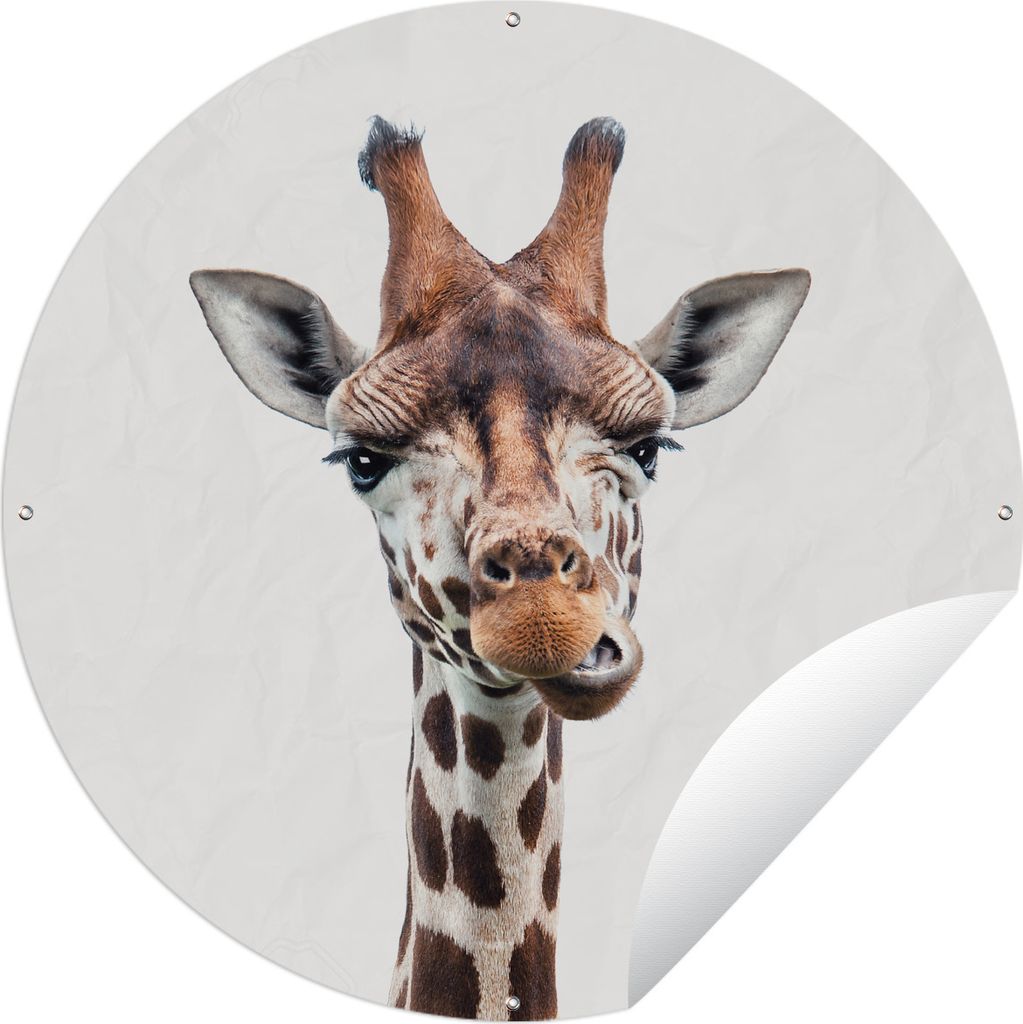 MuchoWow Gartenposter Outdoor-Poster Rund Tiere - Porträt - Giraffe Ø 60 cm Gartendeko Rundes Poster draußen