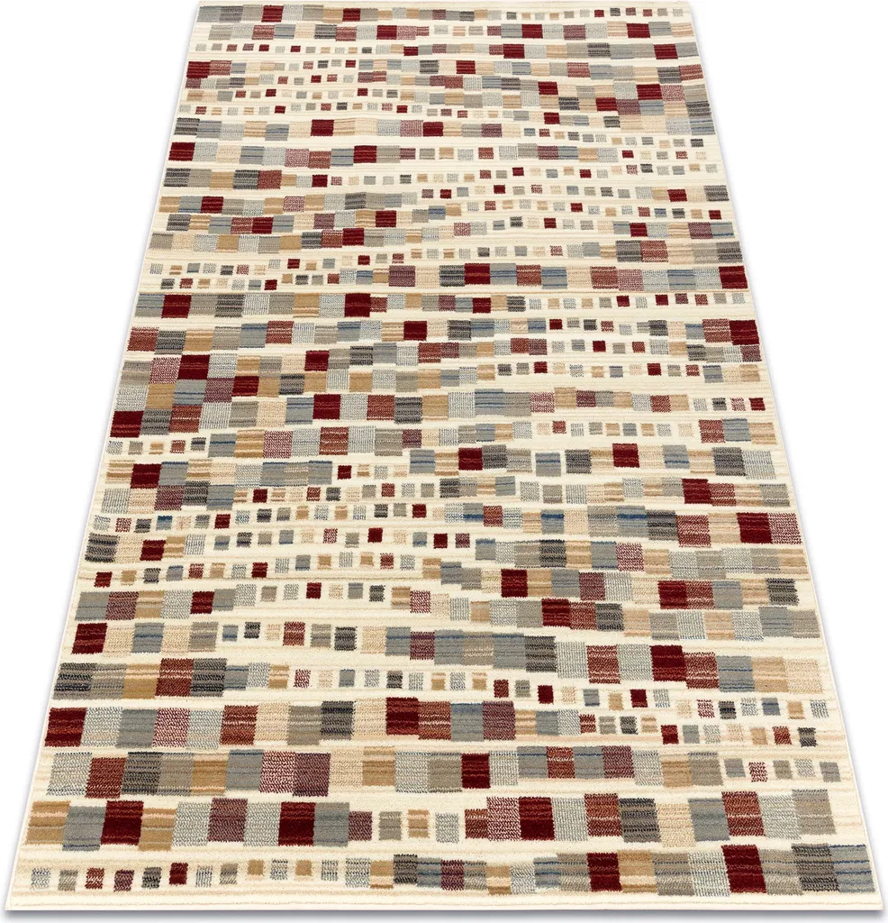 Tapis KILIM 7950/52933 en laine géométrique beige bordeaux 120x160 cm