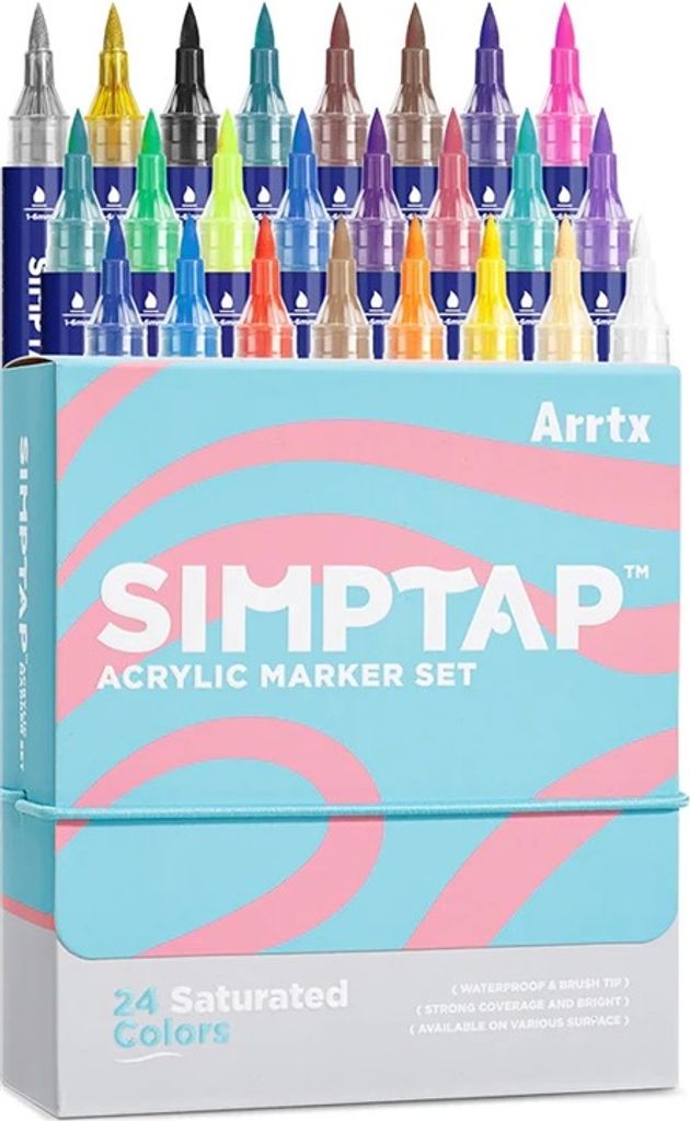 ARRTX pędzelkowe markery akrylowe Simptap, 24 szt Zdjęcie produktu 
