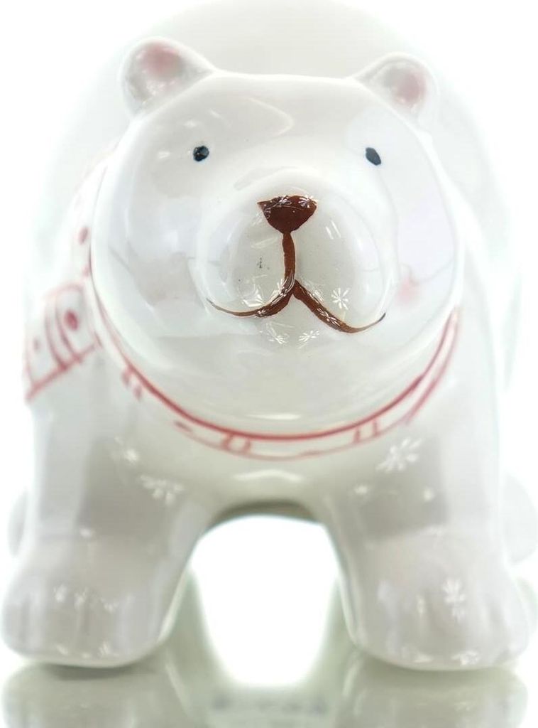 Kaemingk Weihnachtsdeko Eisbär L mit Schal Weiß & Rot 8 cm - Dolomit