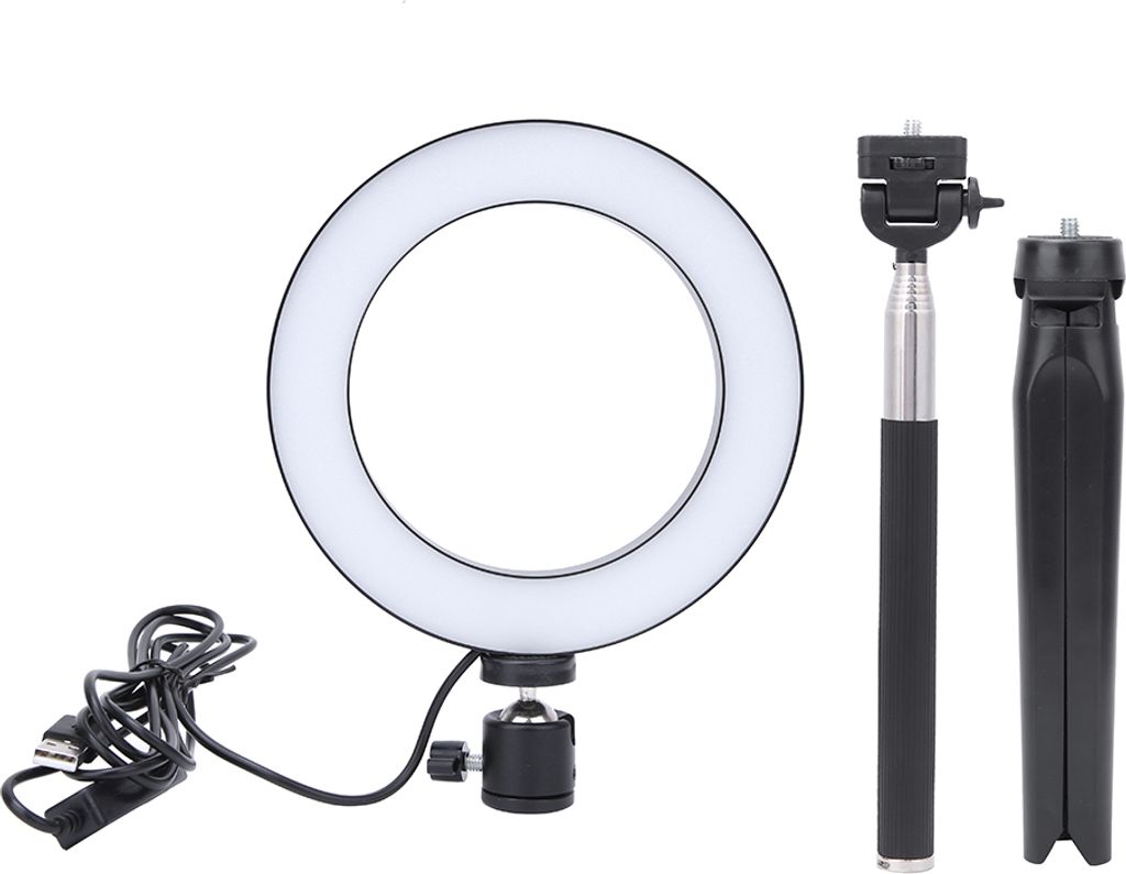 6 Inch USB Photograph Selfie Ring Light LED Fill Light Desktop Tripod Selfie Stick