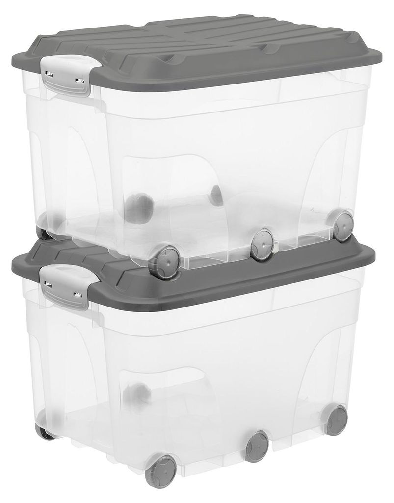 Rotho 2er Set Aufbewahrungsbox mit Rollen 57L Roller 6 - Produktbild 