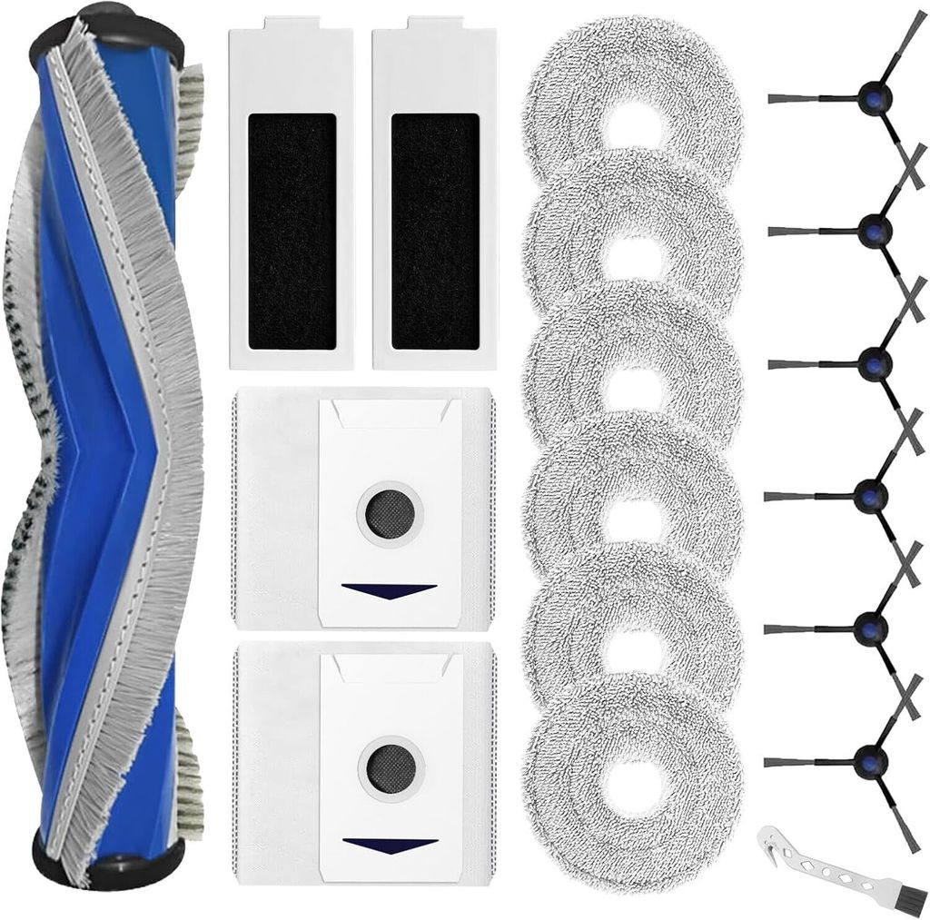 18 Stück Zubehörset für ECOVACS DEEBOT T30 PRO Omni / T30 Omni / T30 Max Saugroboter, 1 Gummi-Hauptbürste 2 Staubbeutel 6 Wischtücher 2 Filter...