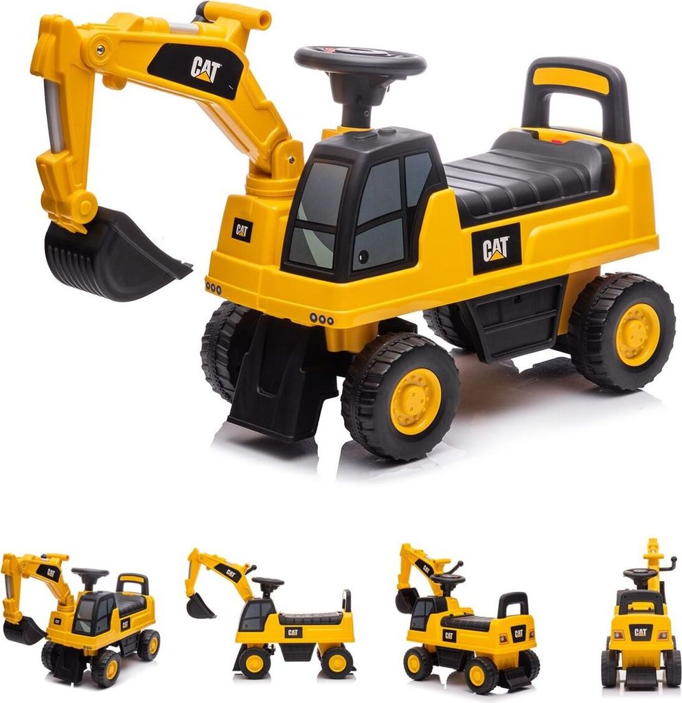Chipolino Kinder Rutschauto CAT Excavator Bagger Schaufel Staufach ab 12 Monaten gelb