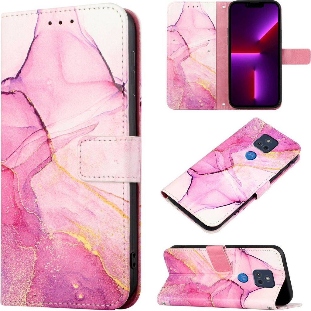 Moto G Power 2021 Hülle, Marmor Motiv Kunstleder Tasche Wallet Kartenfächer mit Standfunktion Klapp Schutzhülle für Motorola Moto G Power 2021 ...