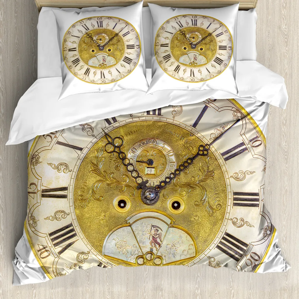 ABAKUHAUS Copripiumino, decorato con numeri romani, antiacaro, adatto a chi soffre di allergie, con federe, 200 cm x 200 cm - 80 x 80 cm, giallo e nero