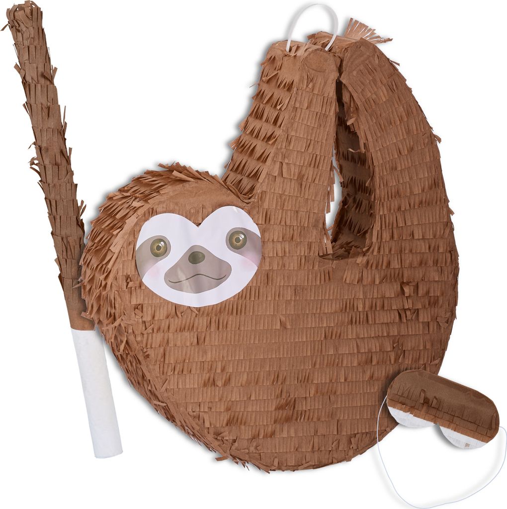 Relaxdays Pinata Set, 3tlg., Faultier-Form, zum Aufhängen, Produktbild 