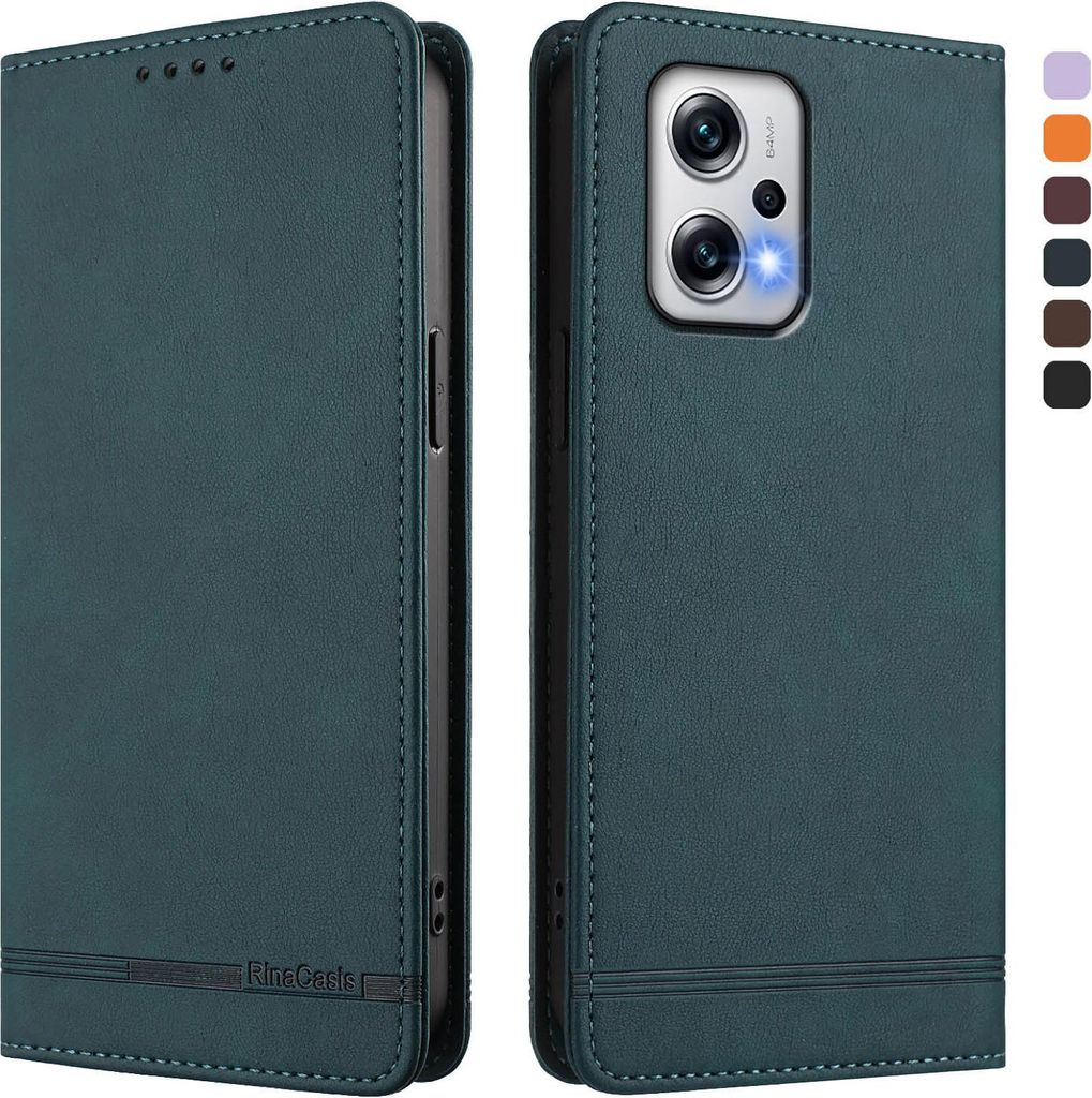 Hülle für Xiaomi Poco X4 GT/Redmi Note 12T Pro, Retro Kunstleder Ständer Klapphülle mit Kartenfächer und Magnetische Grün